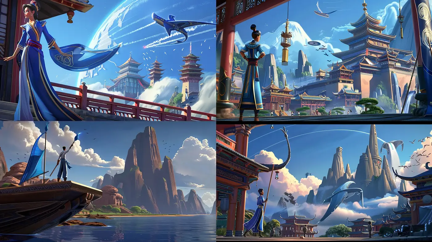 Futuristic Oriental Elegance with Ethereal Envisions - Midjourney sref style