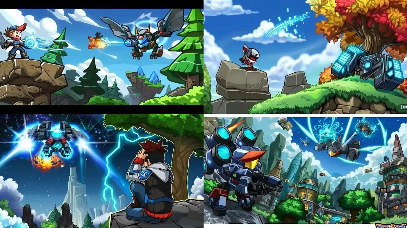 Dynamic and Colorful Cartoon-Style Adventure Scenes - Midjourney sref style