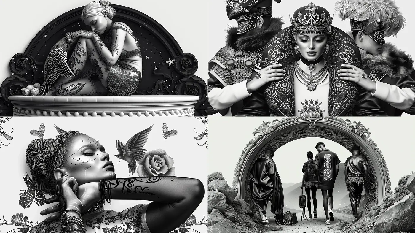 Monochromatic Elegance: A Study in Greyscale and Refined Textures - Midjourney sref style