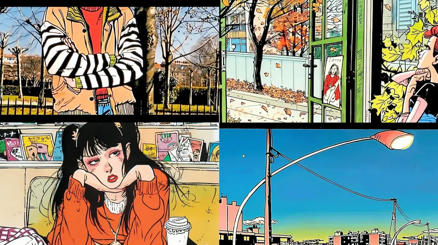 Vibrant Illustrative Style Capturing Urban Nostalgia with a Modern Touch - Midjourney sref style