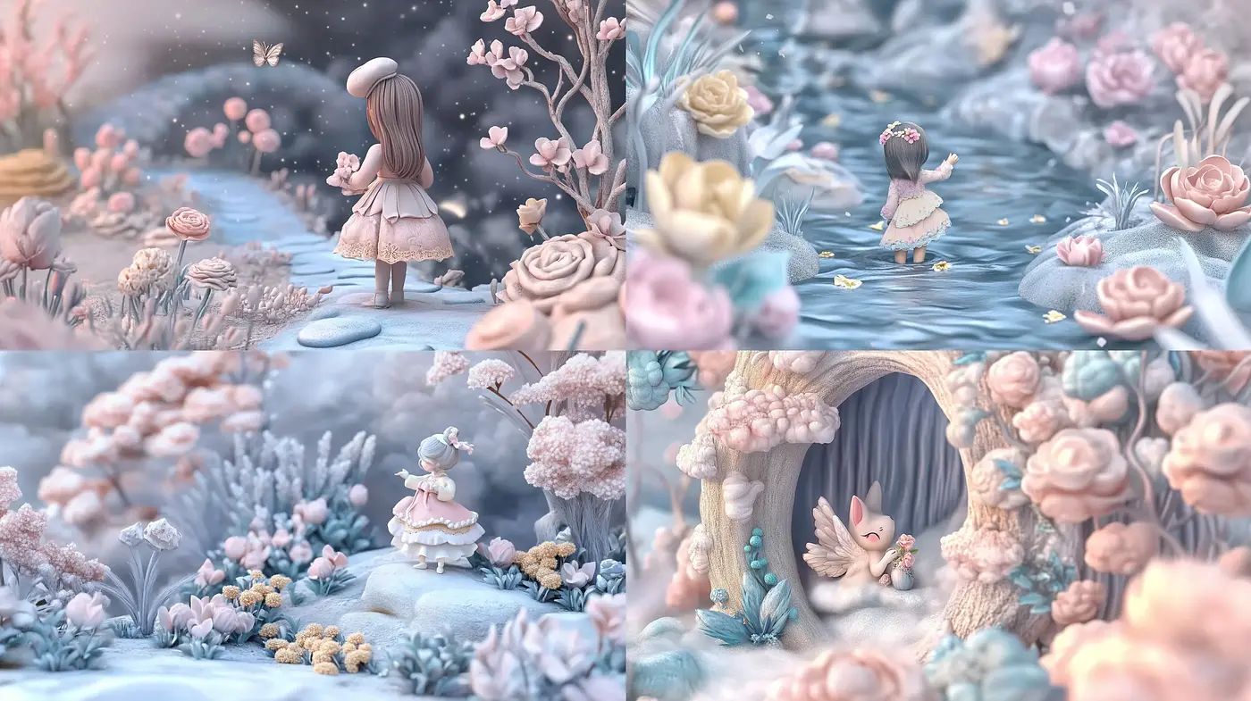 Enchanted Pastel Dreamscape with Ethereal Fantasy Elements - Midjourney sref style