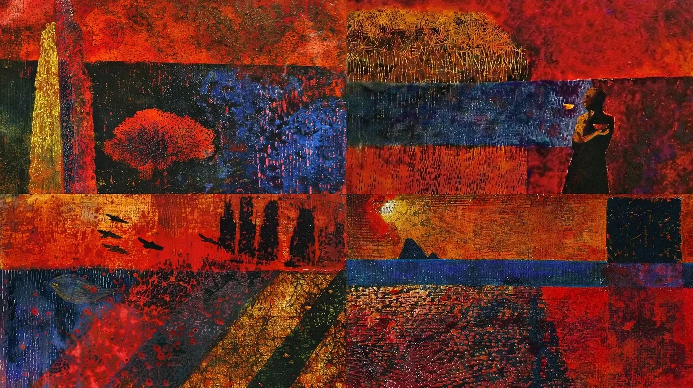 Abstract Expressionist Mosaic of Vivid Contrasts - Midjourney sref style