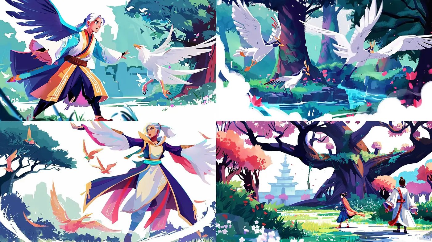 Enchanted Vibrance: A Harmonious Blend of Vivid Colors and Nature-Inspired Whimsy - Midjourney sref style