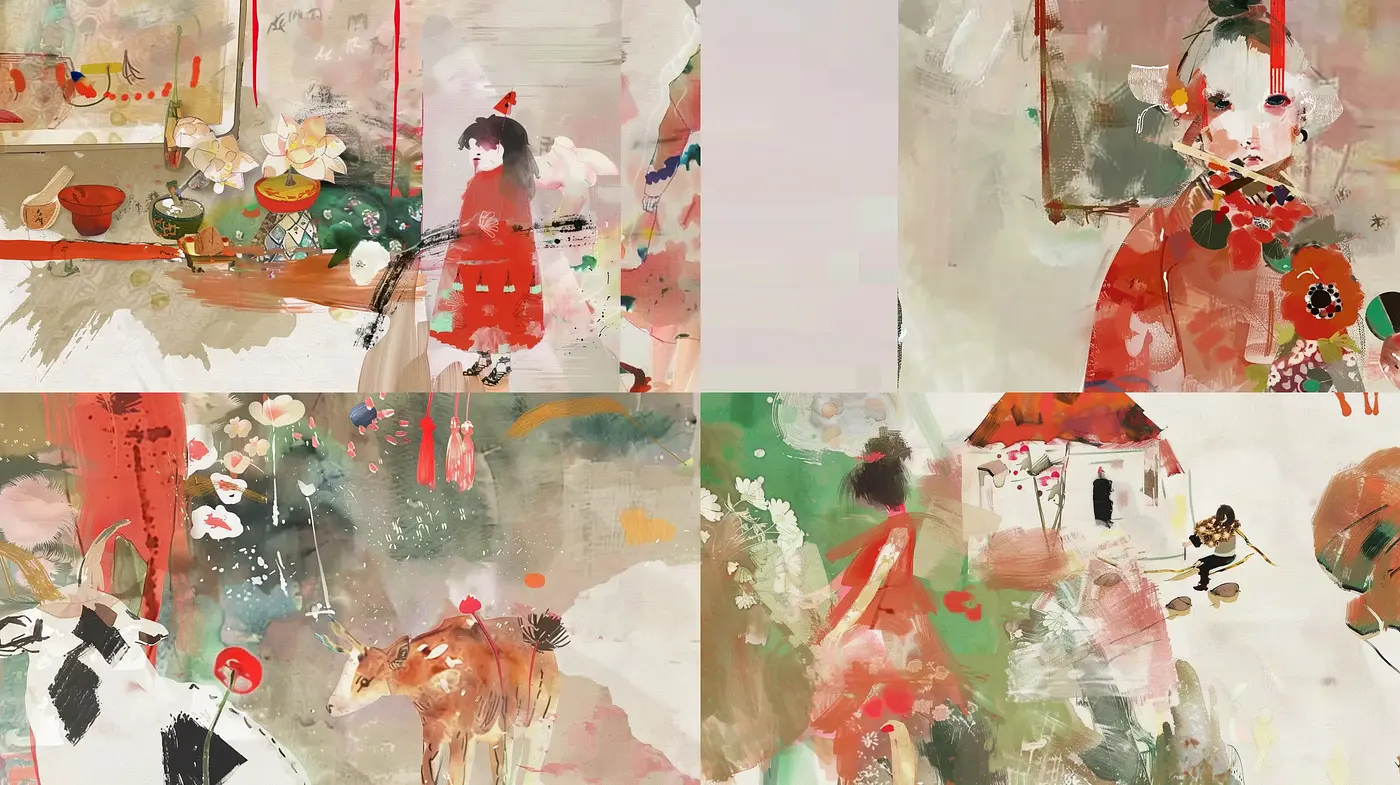 Abstract Impressionist Fusion with a Pastel Vintage Ambiance - Midjourney sref style