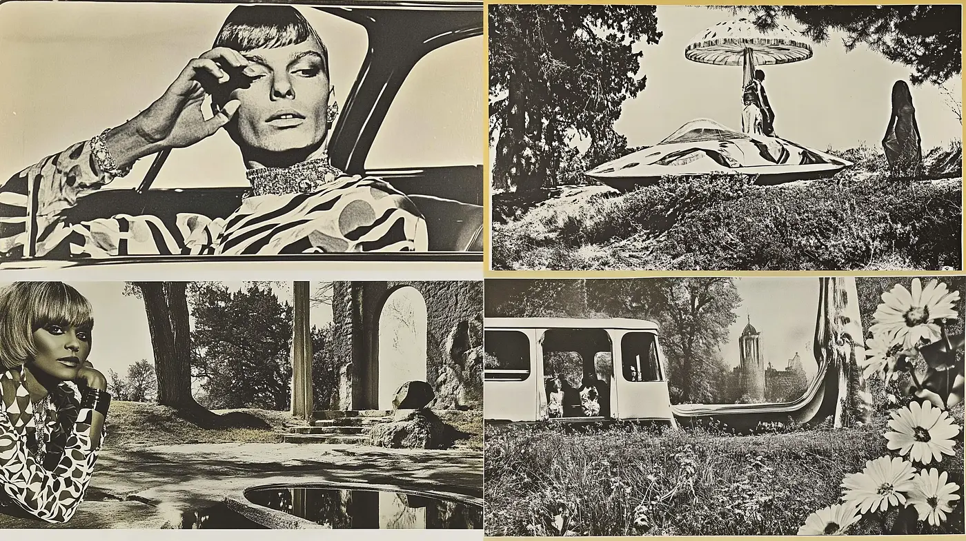 Sepia-Toned Surrealistic Visions with Retro-Futuristic Overtones - Midjourney sref style