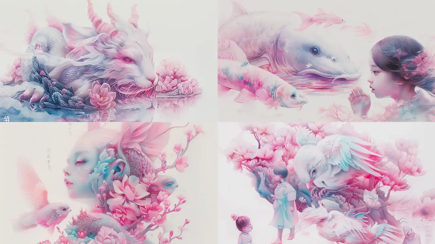 Surreal and Ethereal Dreamscapes with Delicate Elements - Midjourney sref style
