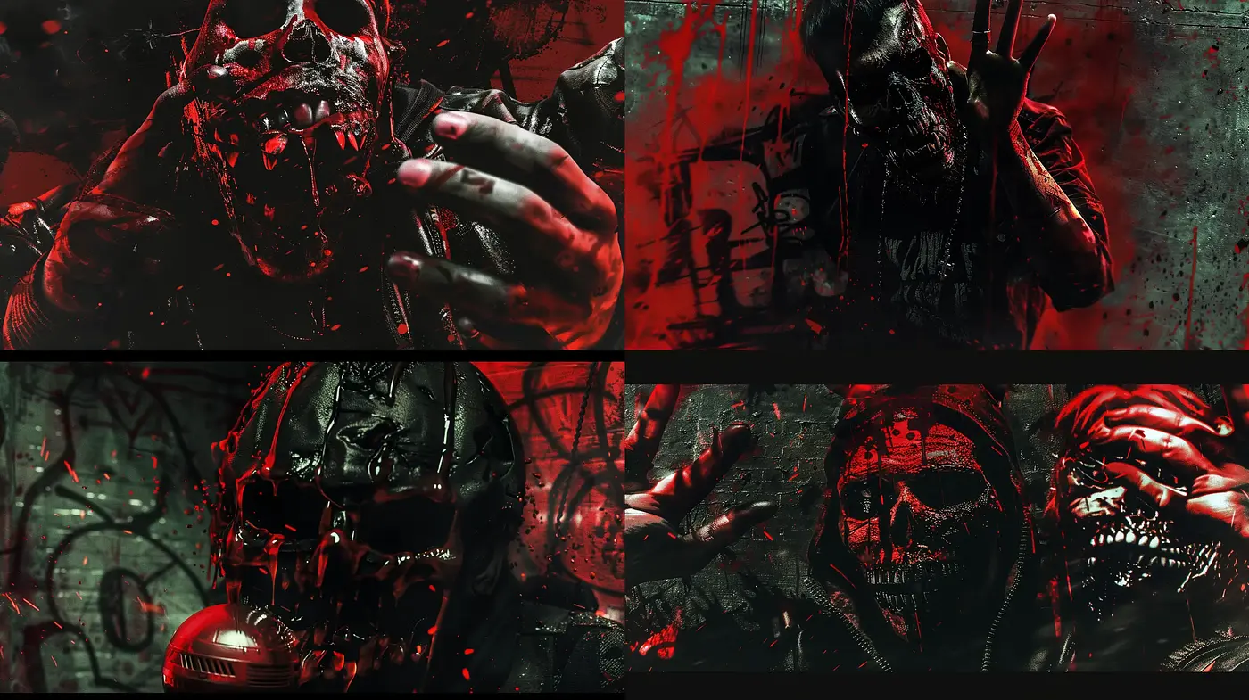 Gritty and Intense Monochromatic Horror Visuals - Midjourney sref style