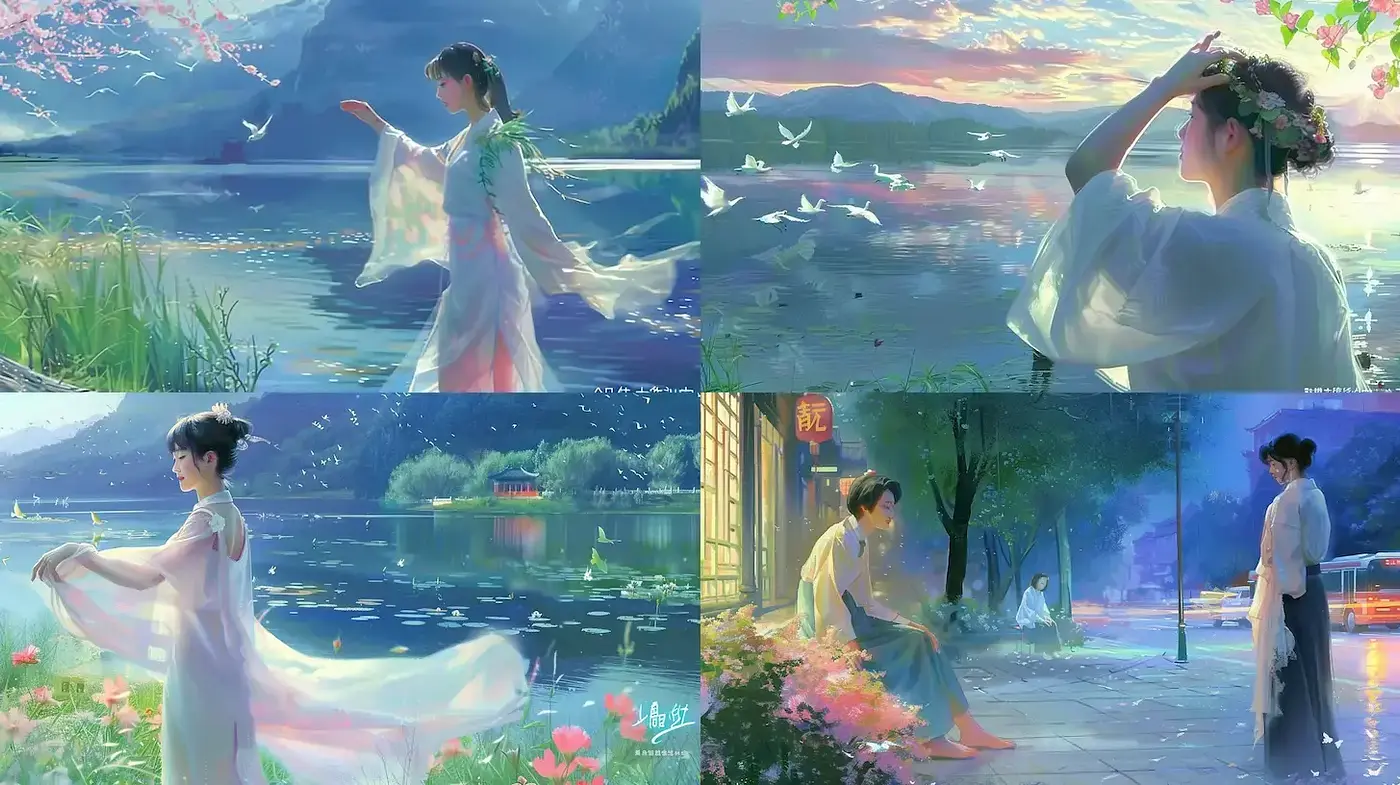 Ethereal Dusk Hues in Idyllic Serenity - Midjourney sref style