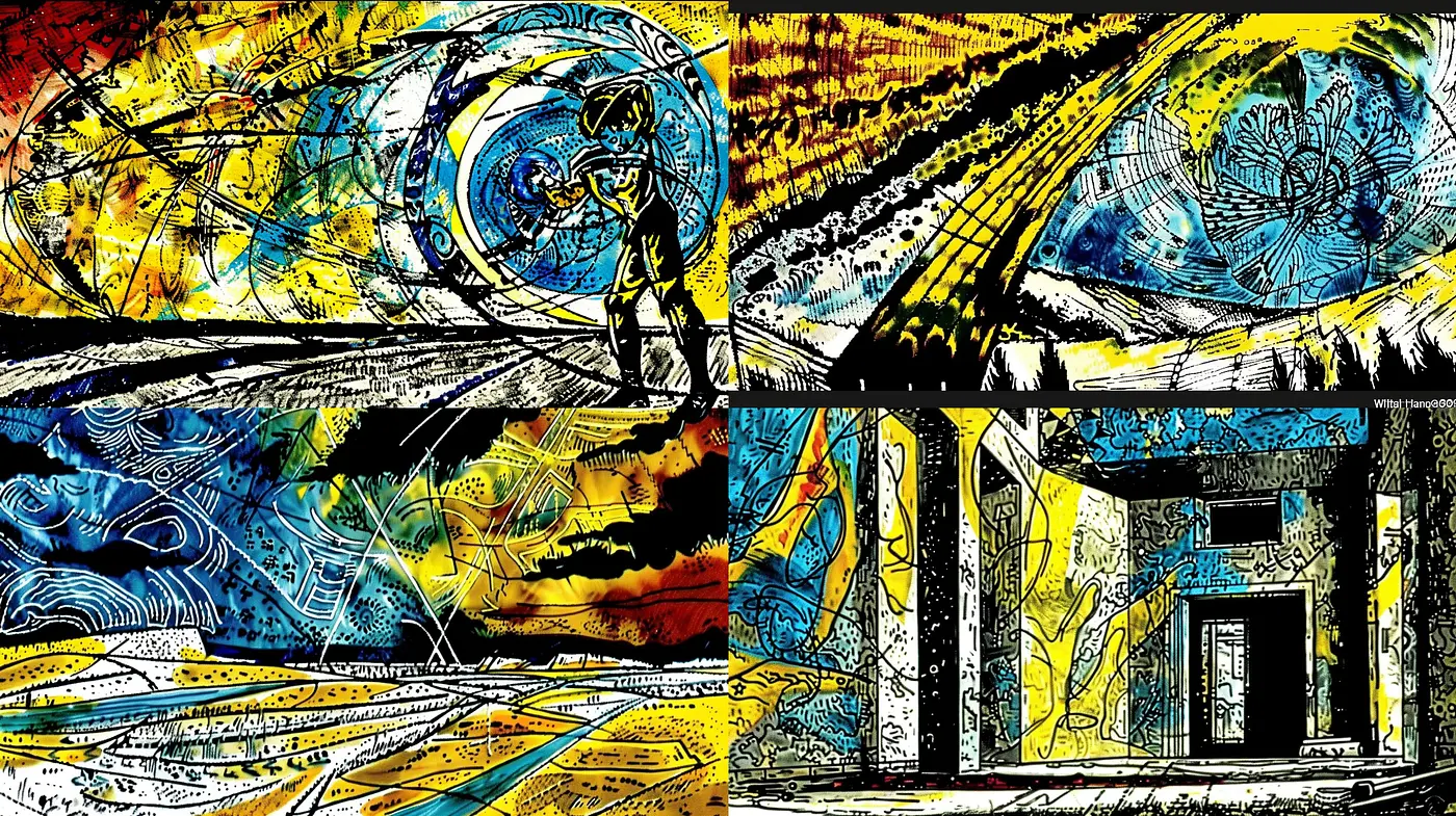 Dynamic Expressionist Swirls in Vivid Comic Book Color Fusion - Midjourney sref style