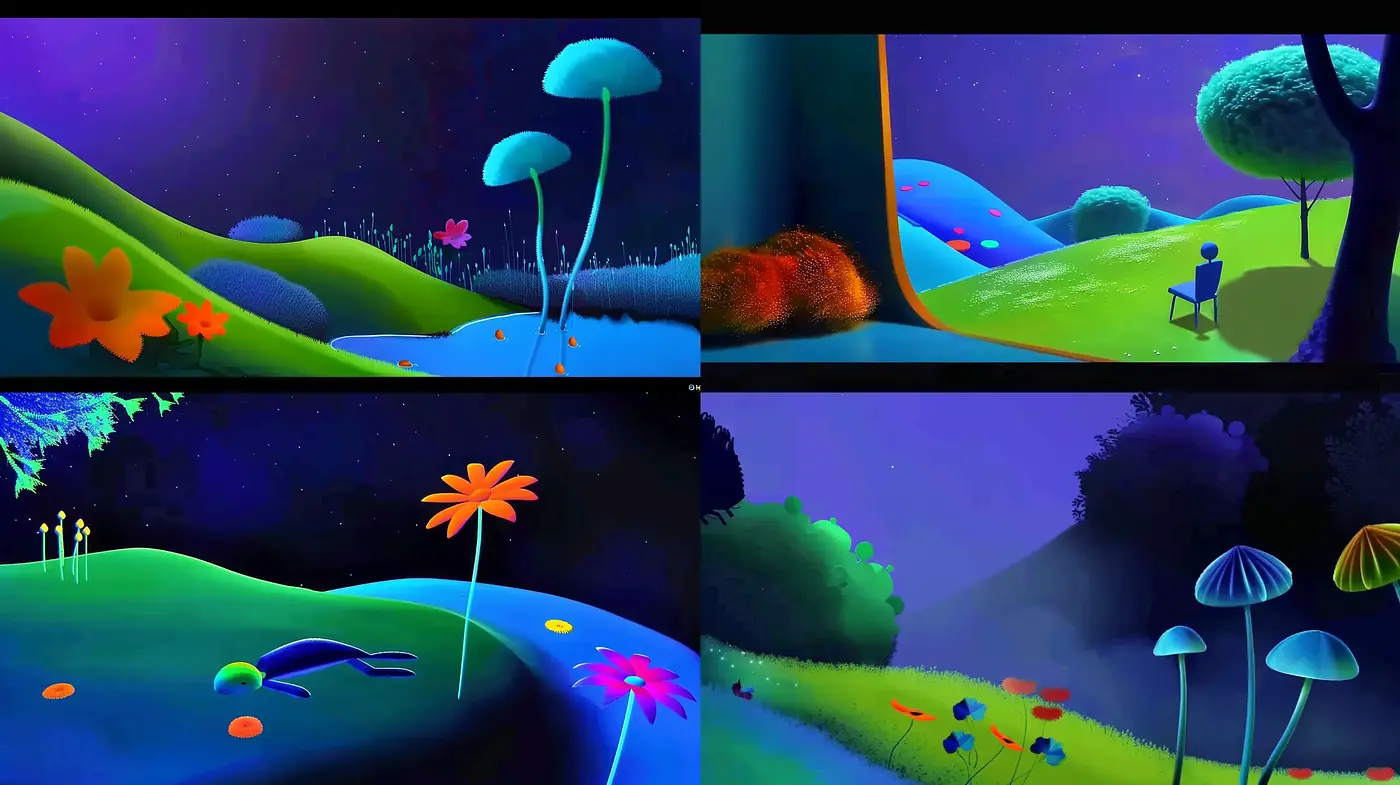 Dreamlike Enchanted Landscapes with Surreal Glow - Midjourney sref style