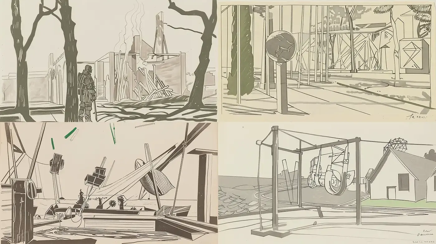 Stylized Minimalism with a Touch of Retro Narratives - Midjourney sref style