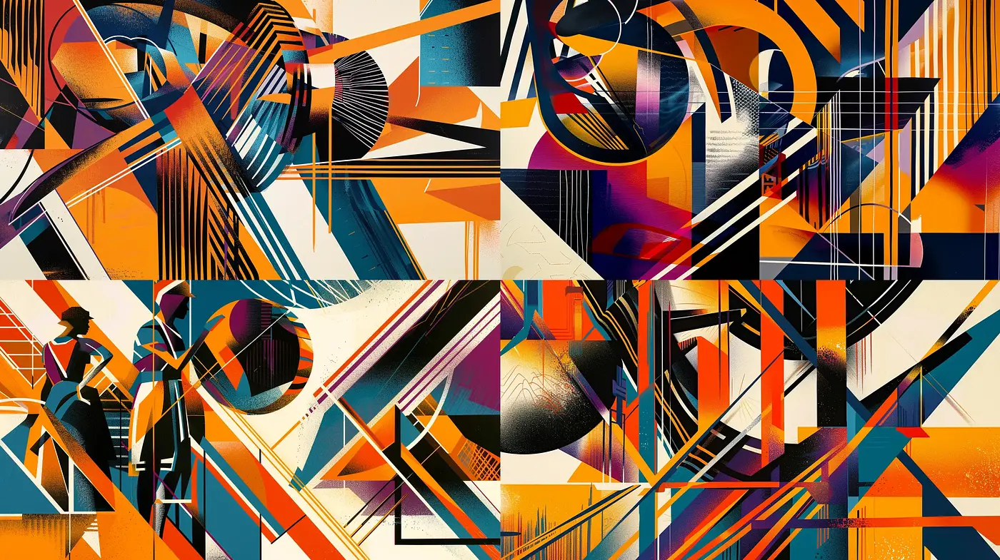 Geometric Abstraction Fusion with a Retro-Futuristic Palette - Midjourney sref style