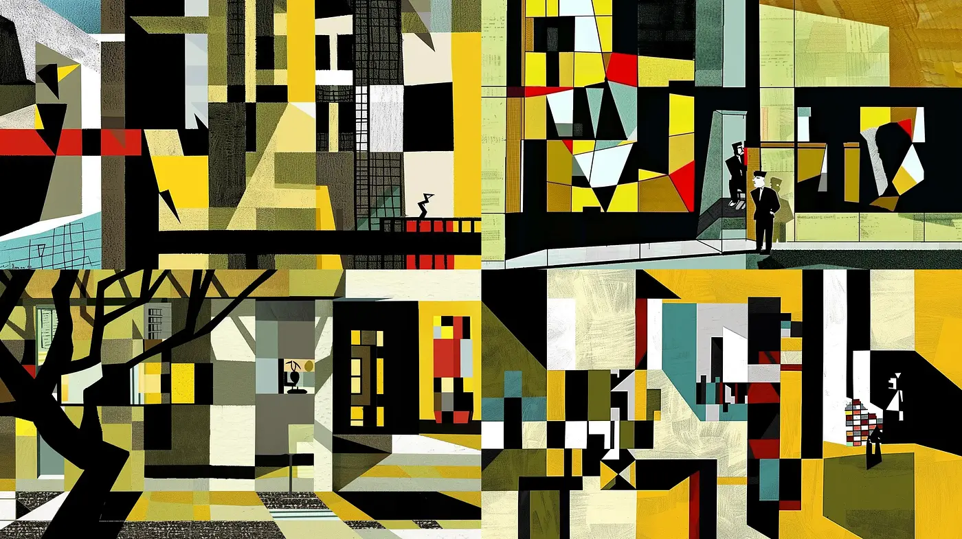 Geometric Abstraction in Earthy and Monochromatic Tones - Midjourney sref style
