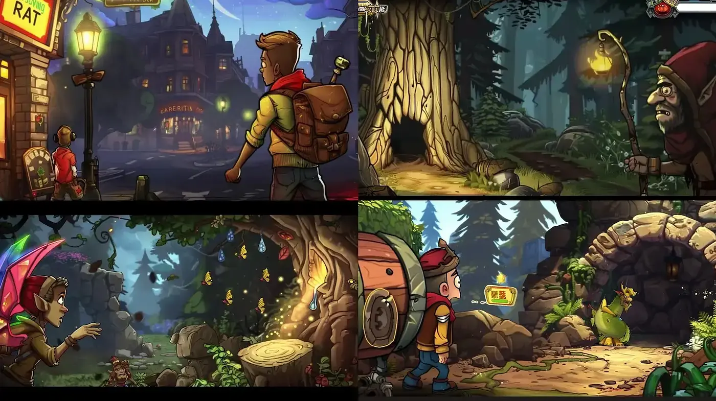 Whimsical Adventure in a Richly Textured Fantasy World - Midjourney sref style