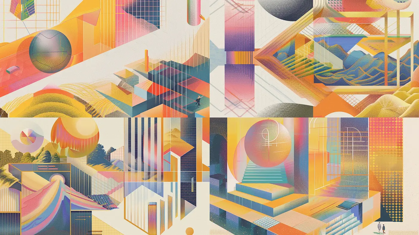 Futuristic Geometric Fusion with a Retro Twist - Midjourney sref style
