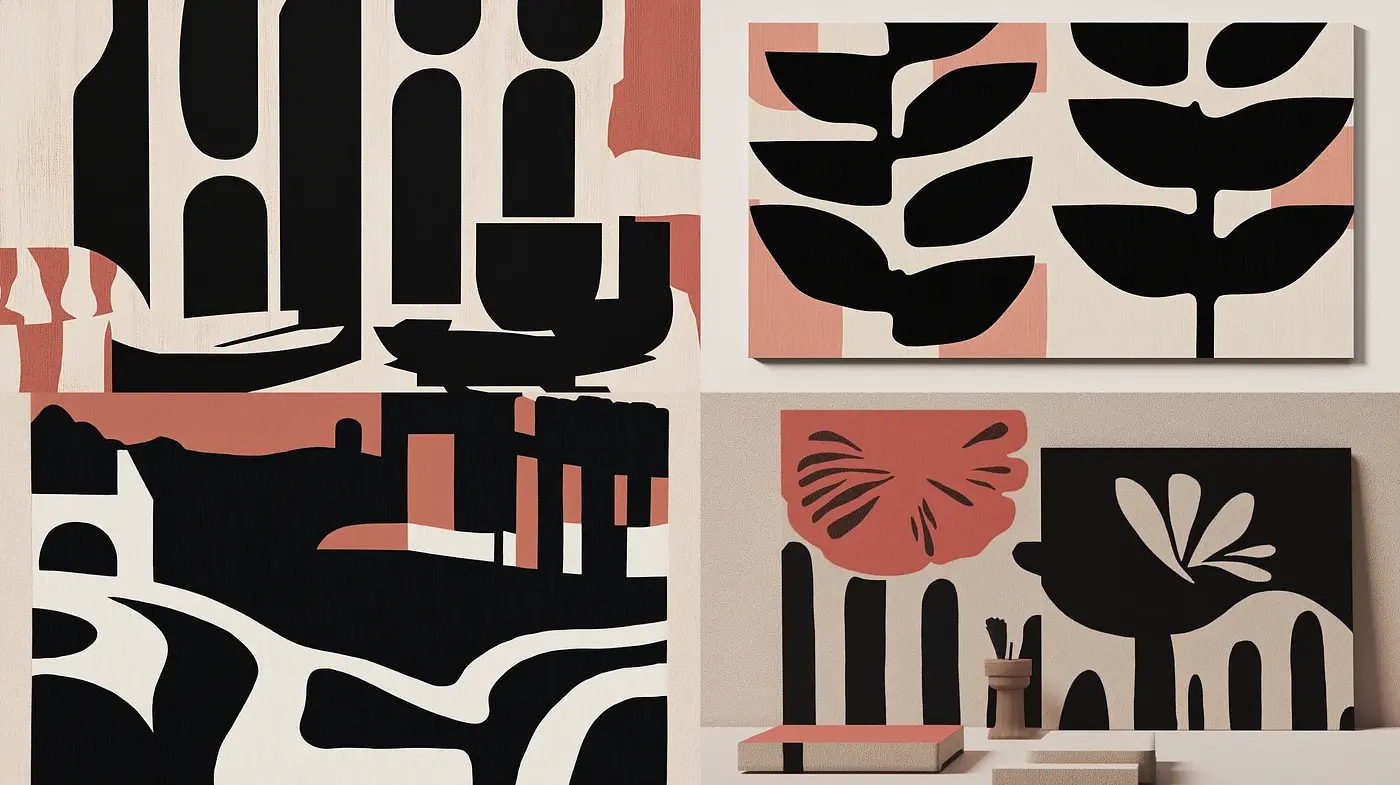 Modern Organic Forms with a Monochrome and Peach Palette - Midjourney sref style