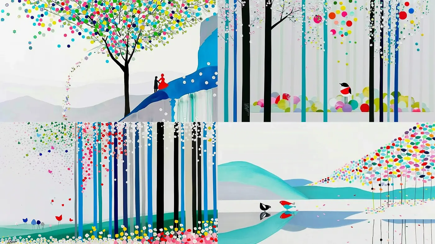 Abstract Chromatic Harmony with Stylized Natural Elements - Midjourney sref style