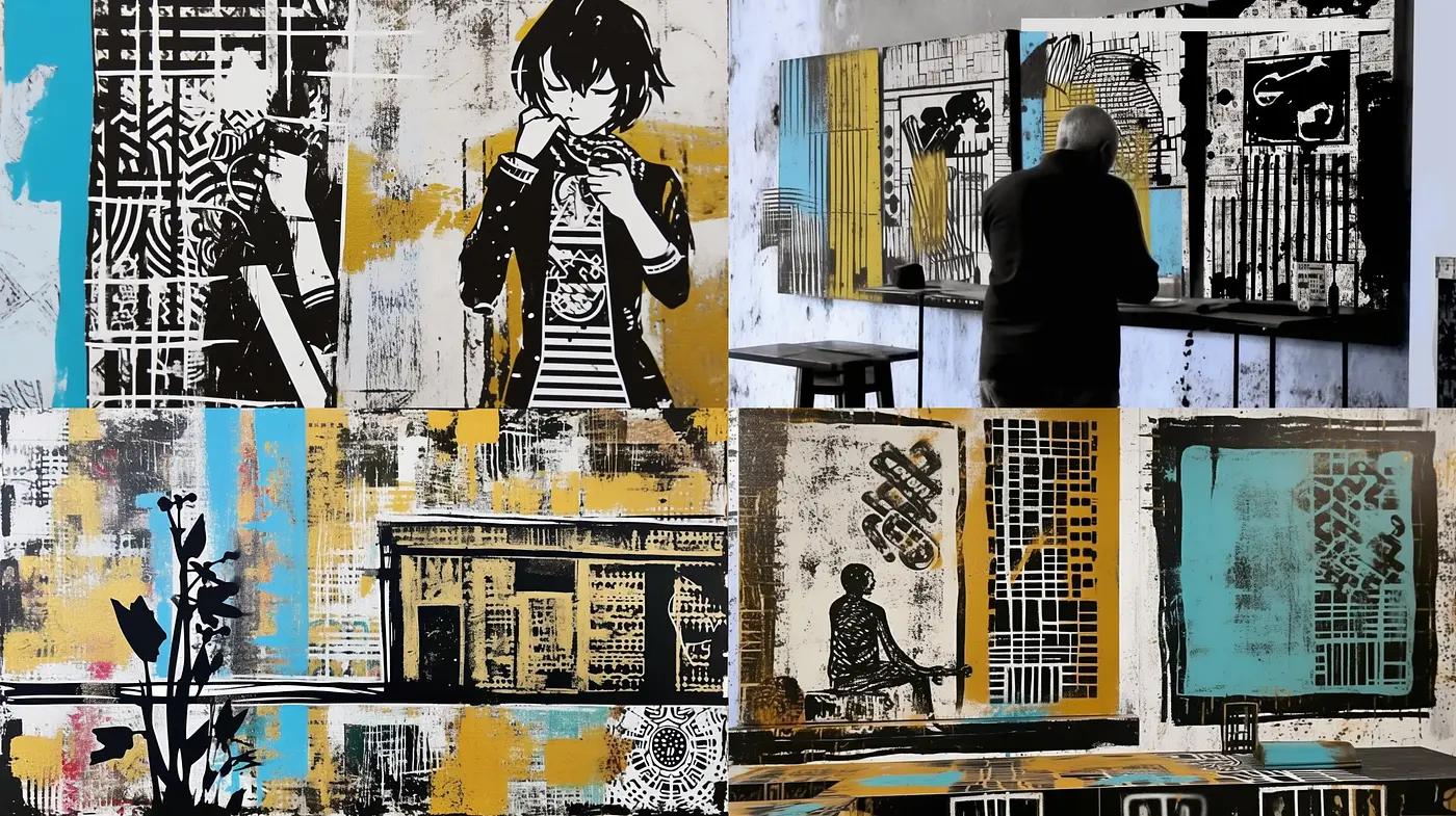 Contrasting Grunge Fusion with Urban Pop Art - Midjourney sref style