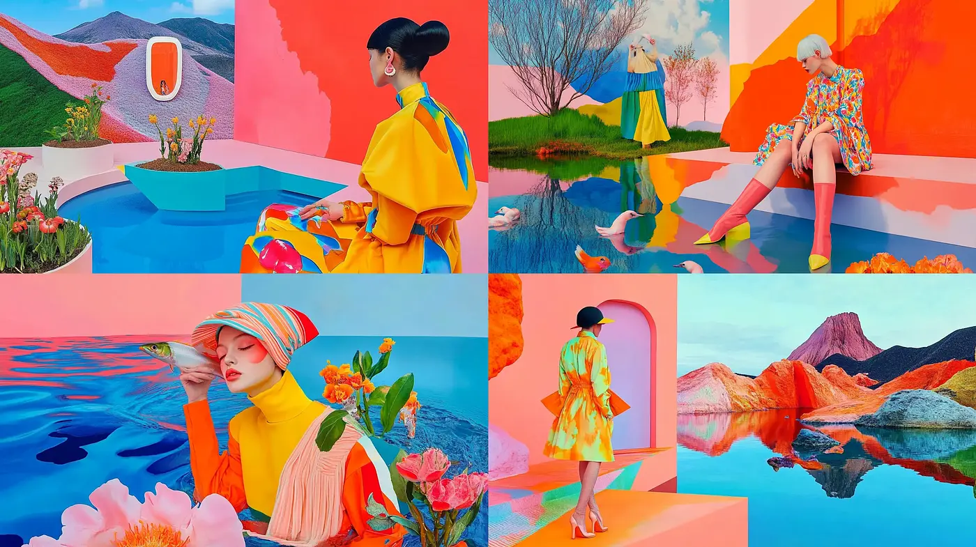 Vibrant Interplay of Geometry and Surreal Landscapes - Midjourney sref style