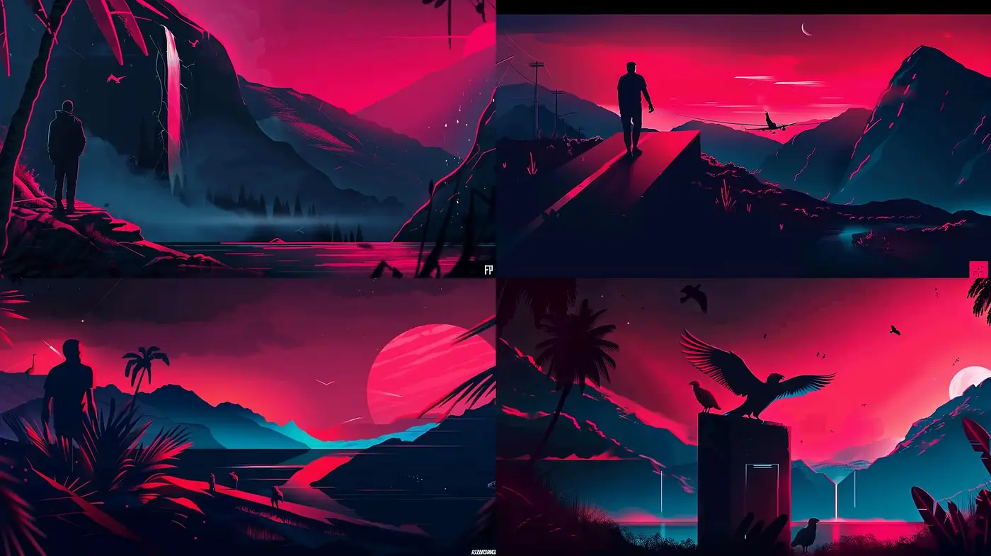 Cinematic Neon Wilderness: A Synthesis of Digital Art and Nature - Midjourney sref style