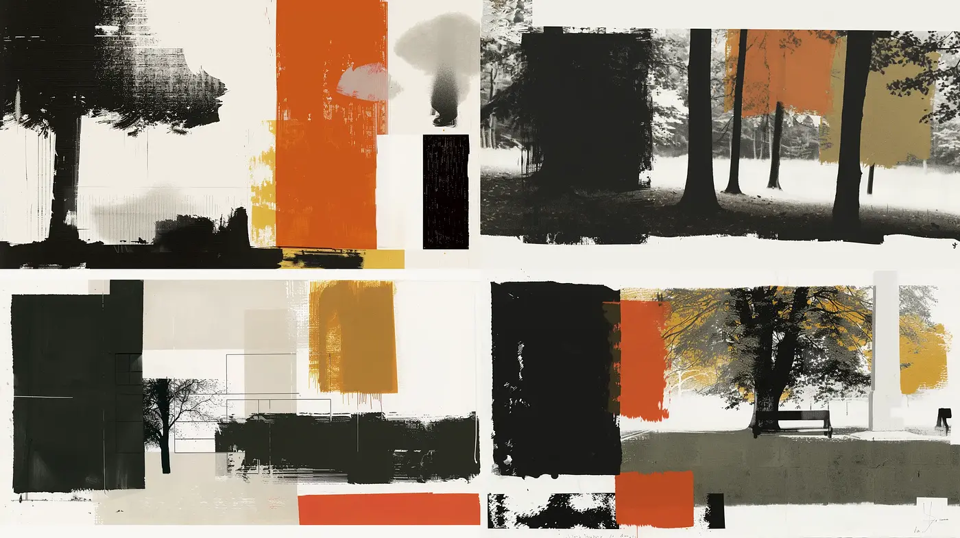 Abstract Geometric Introspection in Monochrome and Earth Tones - Midjourney sref style