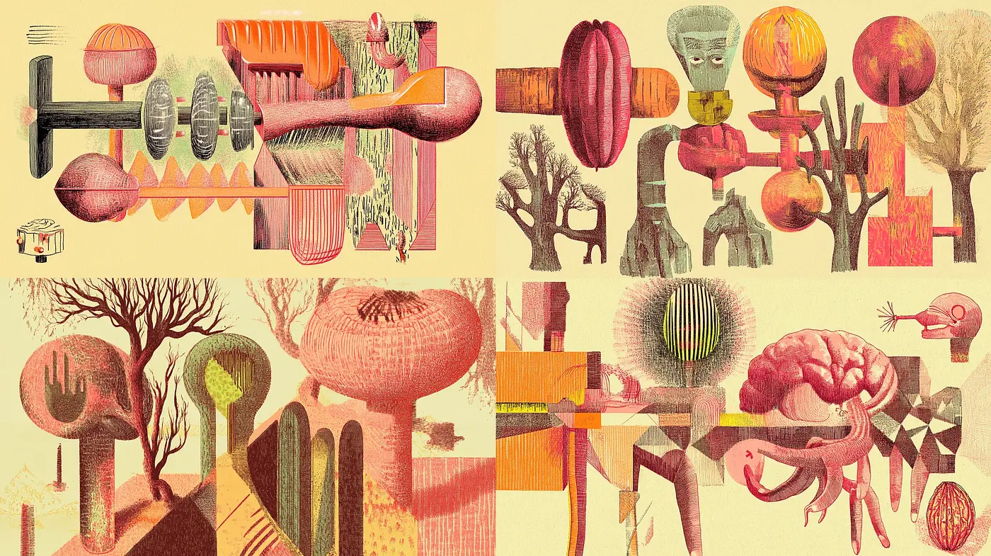 Whimsical Retrofuturism: A Journey Through Surreal Visions and Eccentric Imagery - Midjourney sref style