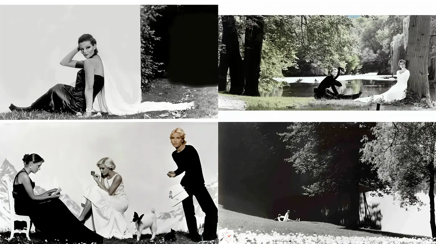 Monochromatic Elegance: A Homage to Vintage Glamour and Serenity in Nature - Midjourney sref style