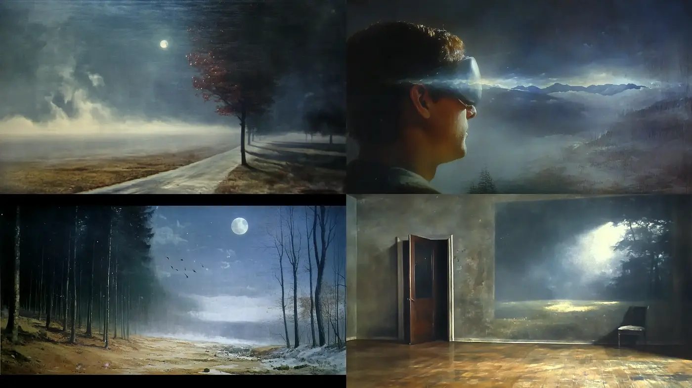 Luminous Nocturnal Reverie: An Ode to the Serene and the Surreal - Midjourney sref style