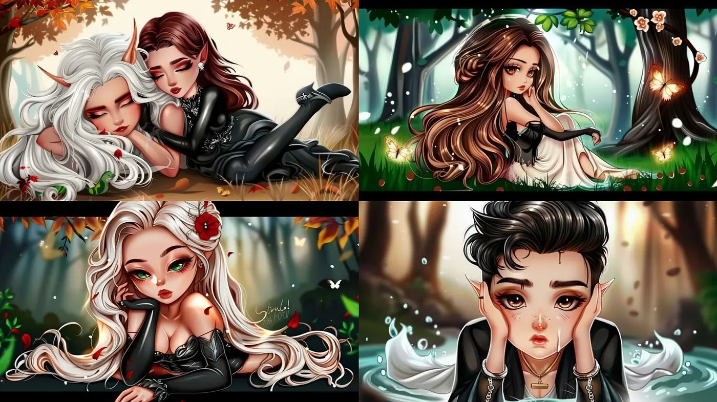 Enchanted Whimsicality: A Fusion of Anime and Art Nouveau with a Mystical Autumn Palette - Midjourney sref style