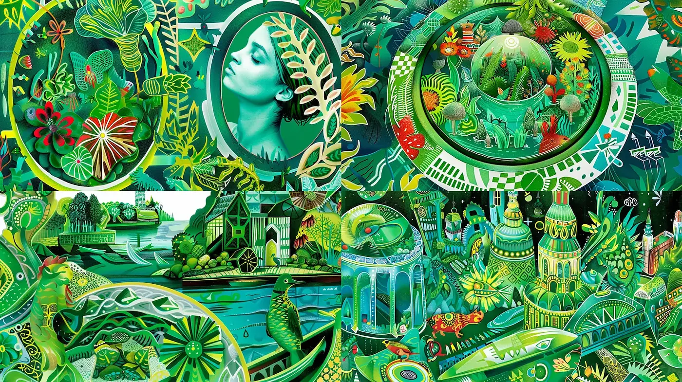 Lush and Vibrant Illustrations Blending Nature and Fantasy - Midjourney sref style