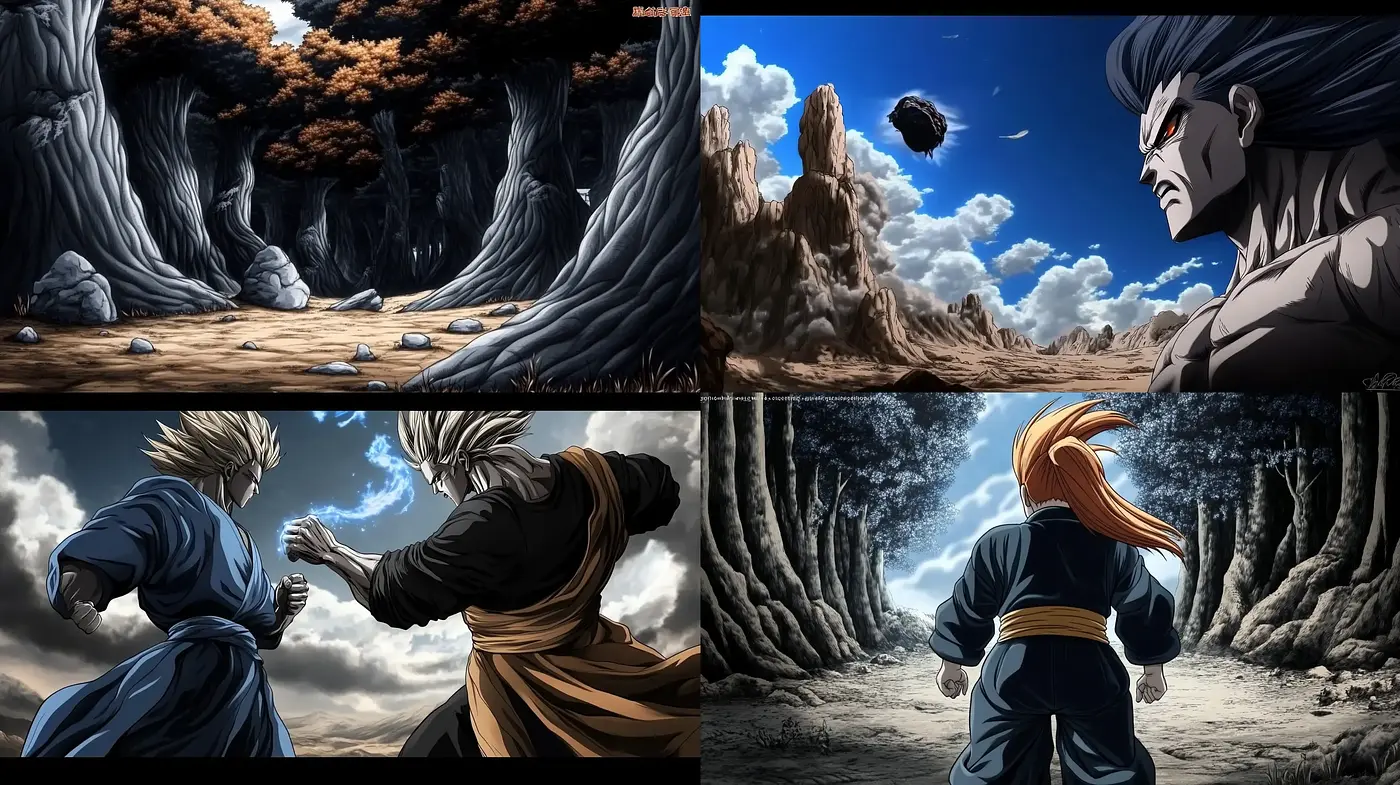 Dynamic Anime-Inspired Action Scenes with Earthy Tones - Midjourney sref style