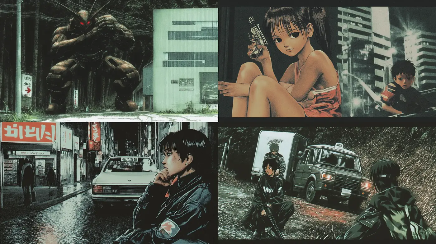 Neo-Tokyo Cyberpunk Visions with a Nostalgic Filter - Midjourney sref style