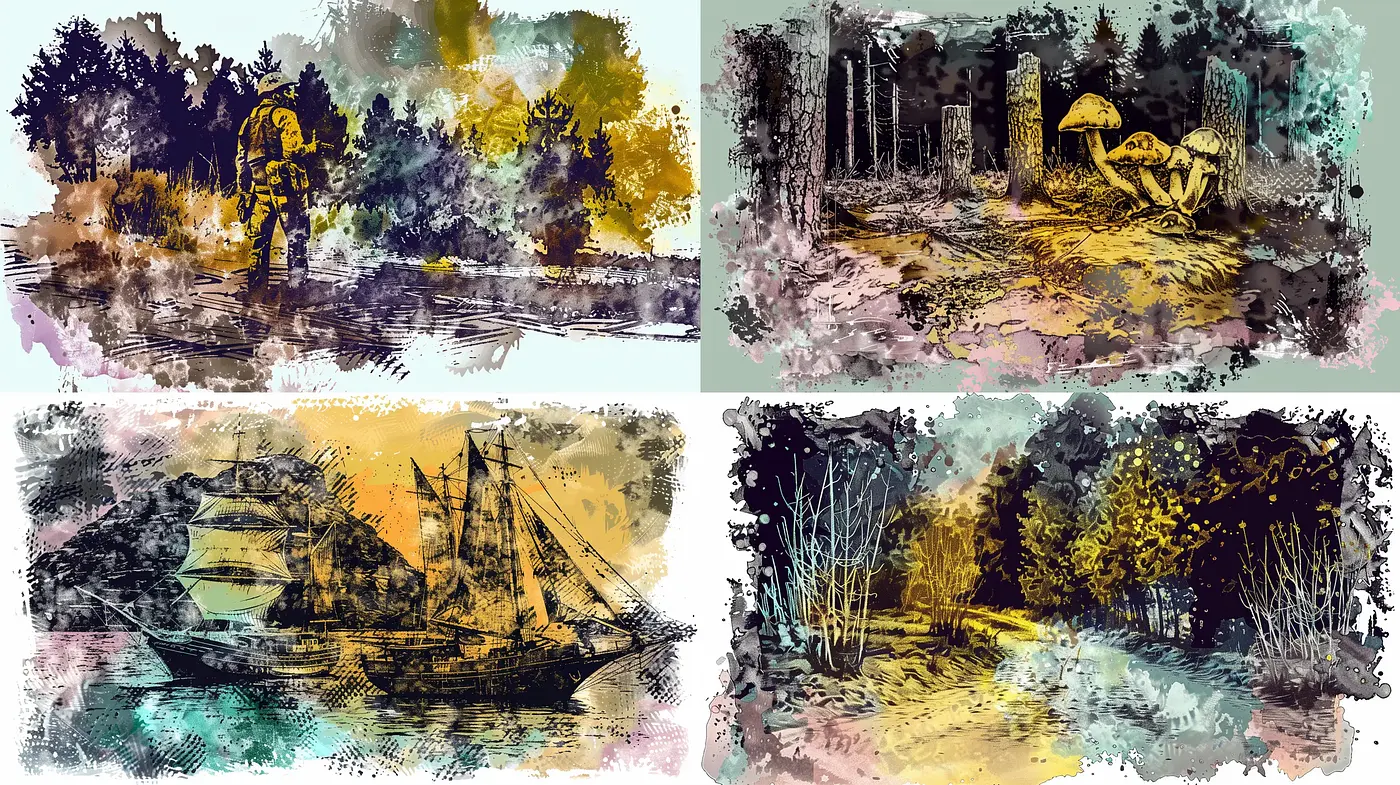 Abstract Nostalgia Brushstrokes in Autumn Hues - Midjourney sref style
