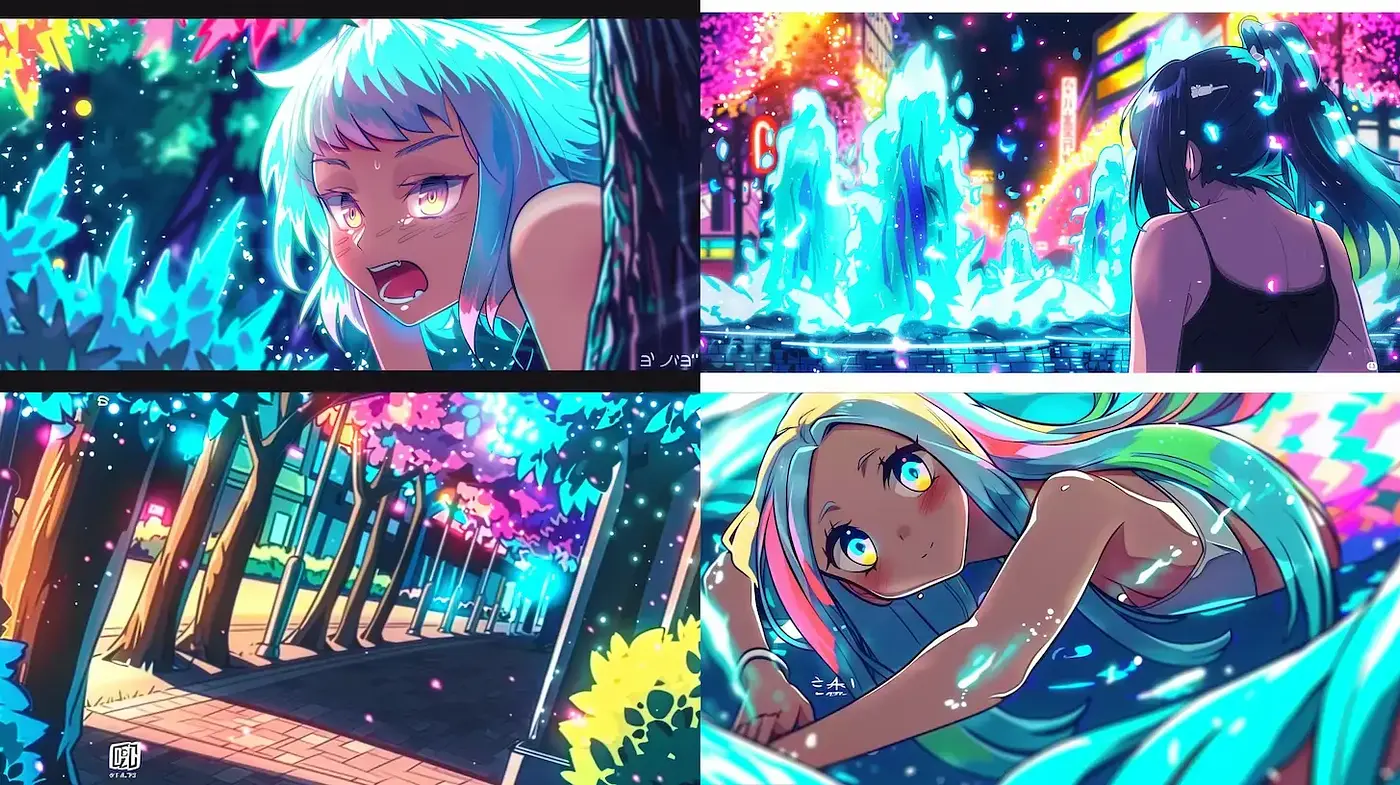Vibrant Neon Aesthetic with Emotional Depth and Nature Elements - Midjourney sref style