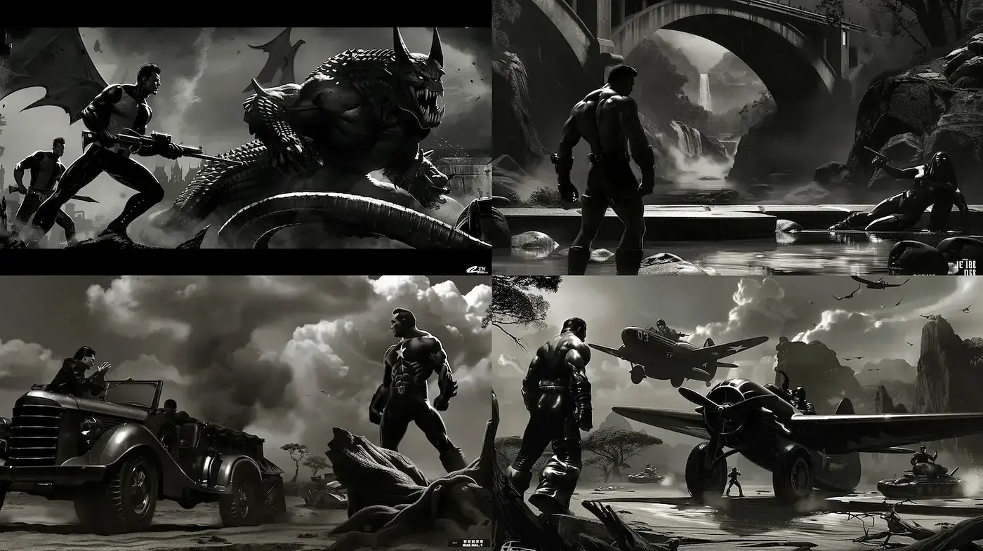 Monochromatic Epoch of Futuristic Confrontation - Midjourney sref style