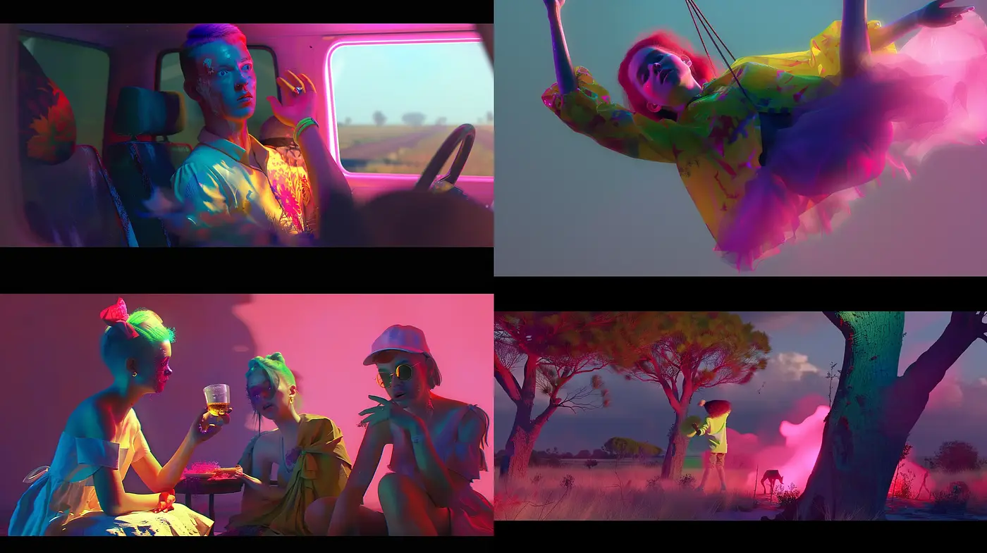 Neon Dreamscape: A Harmonious Blend of Surrealism and Contemporary Digital Art - Midjourney sref style