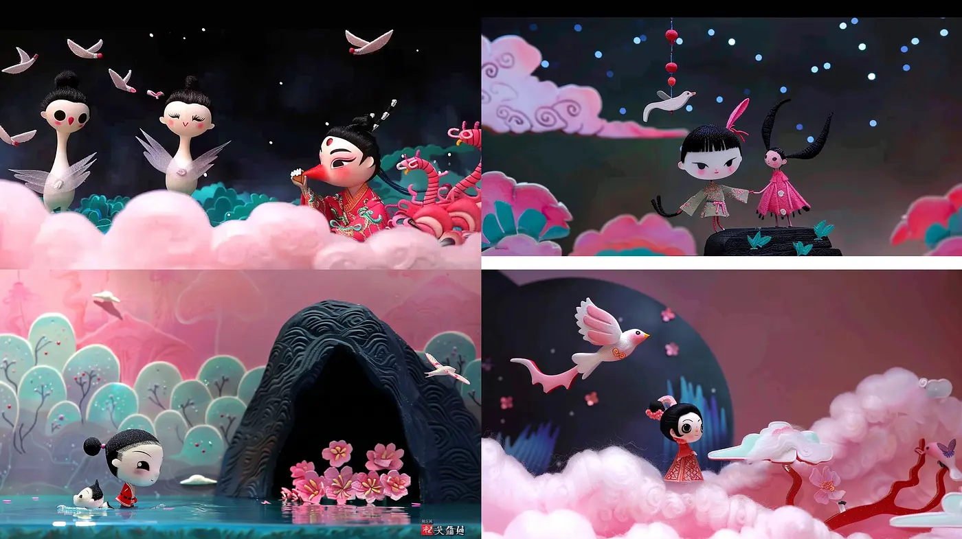 Whimsical Dreamscape: A Blending of Fantastical Styling and Soft, Dreamlike Hues - Midjourney sref style
