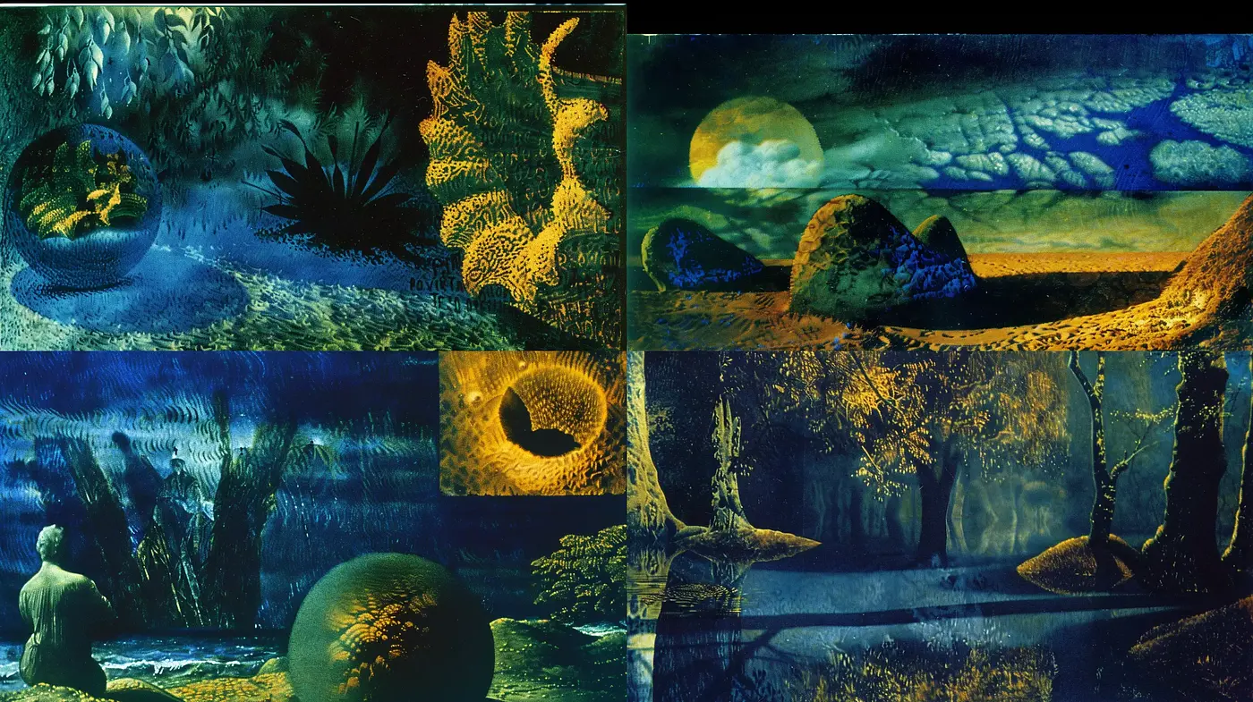 Ethereal Nocturne Dreamscape: A Fusion of Surrealism and Digital Artistry - Midjourney sref style