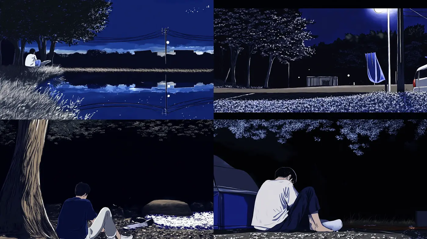 Serene Nocturnes: A Homage to Tranquil Nightscapes in Stylized Digital Brushwork - Midjourney sref style