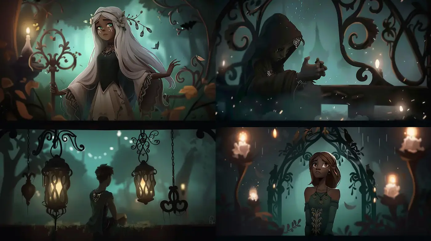 Mysterious and Enigmatic Fantasy Art with Elegant Details - Midjourney sref style