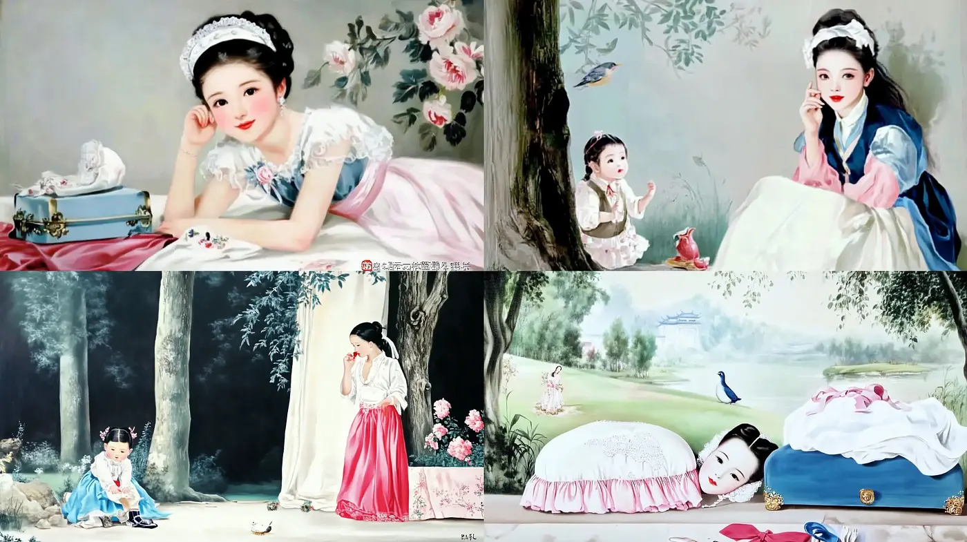 Ethereal Rococo Reverie in Pastel Dreamscape - Midjourney sref style