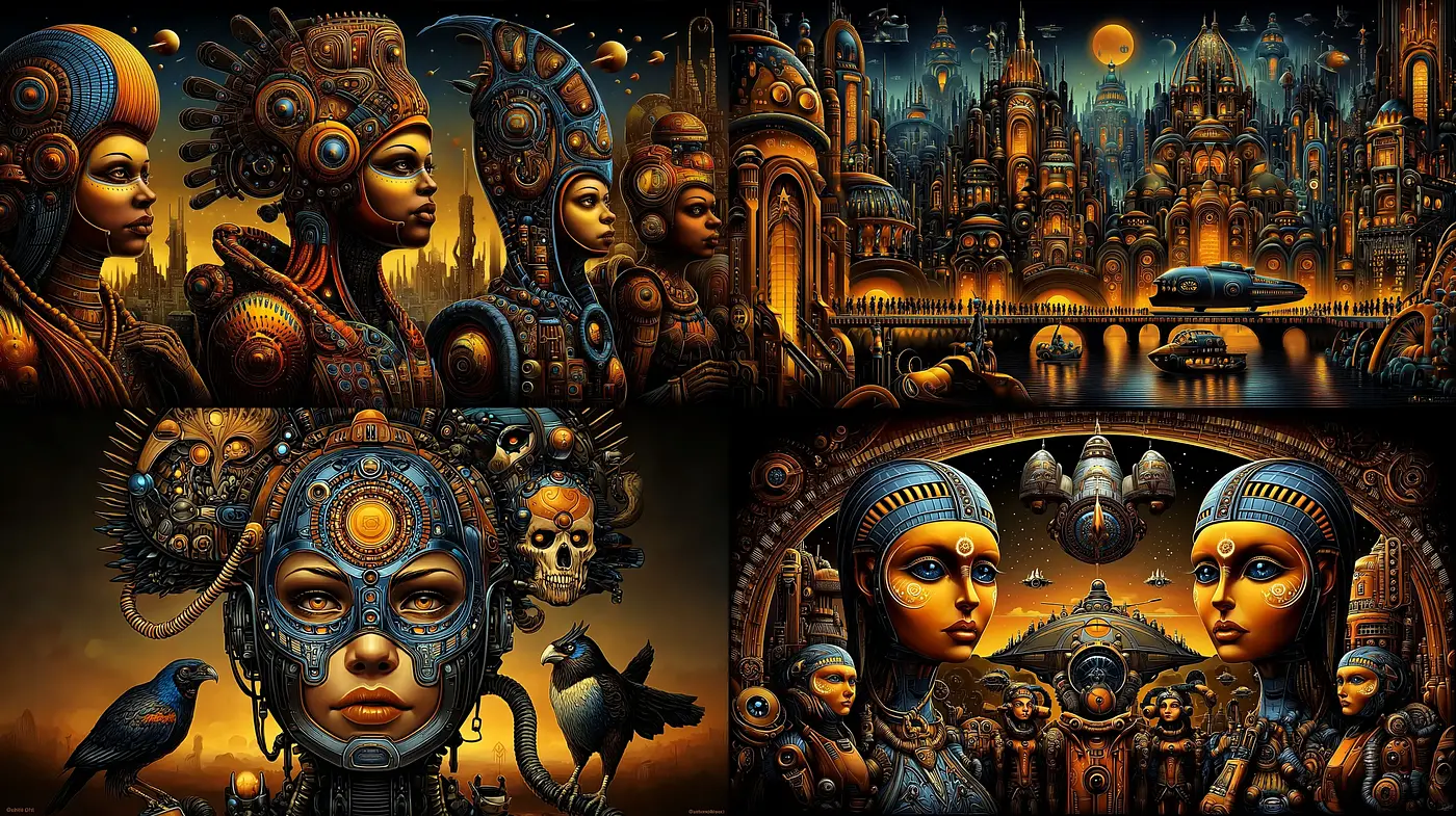 Cinematic Steampunk Aesthetics with a Futuristic Edge - Midjourney sref style