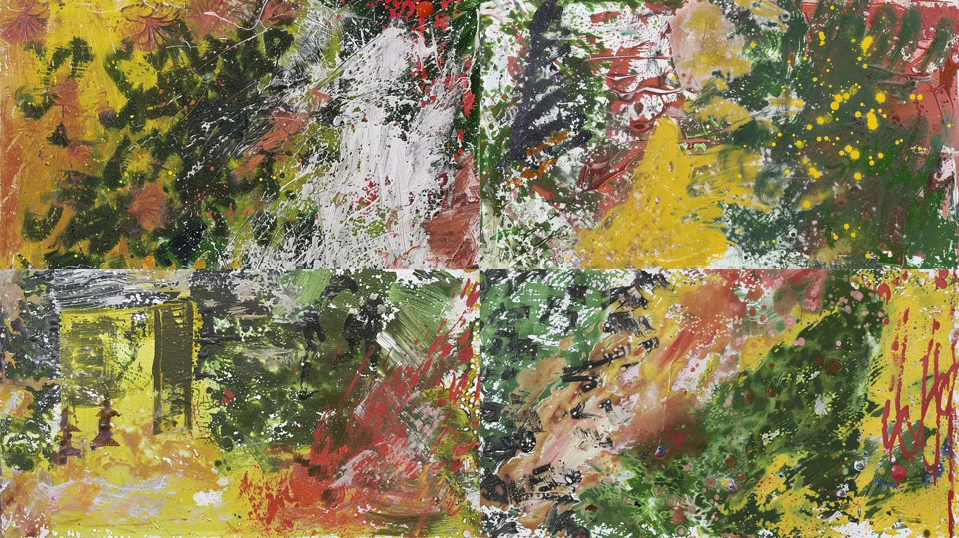 Dappled Chromatic Symphony: A Dance of Textured Hues and Abstract Compositions - Midjourney sref style