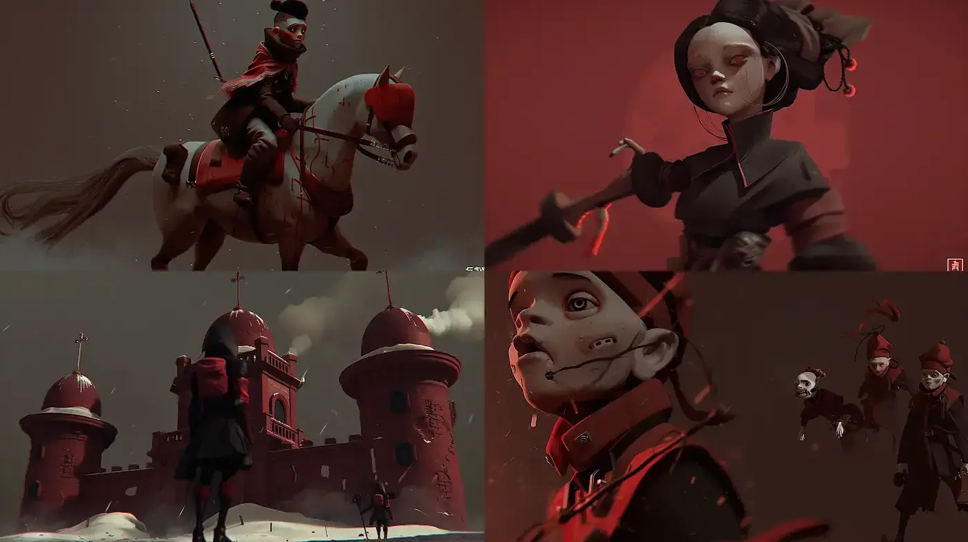 Consistent Elements in a Stylized Art Series with a Dark Fantasy Theme - Midjourney sref style