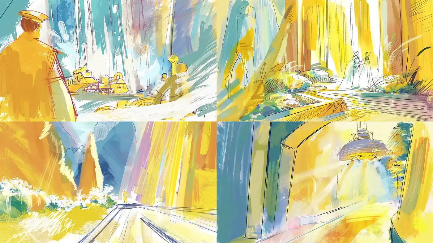 Luminous Sketched Vistas: A Vivid Dance of Brushstrokes and Light - Midjourney sref style