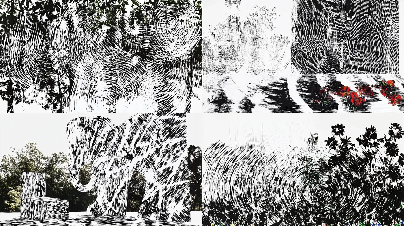 Abstract Expressionist Brushwork with Monochromatic Ambiance - Midjourney sref style