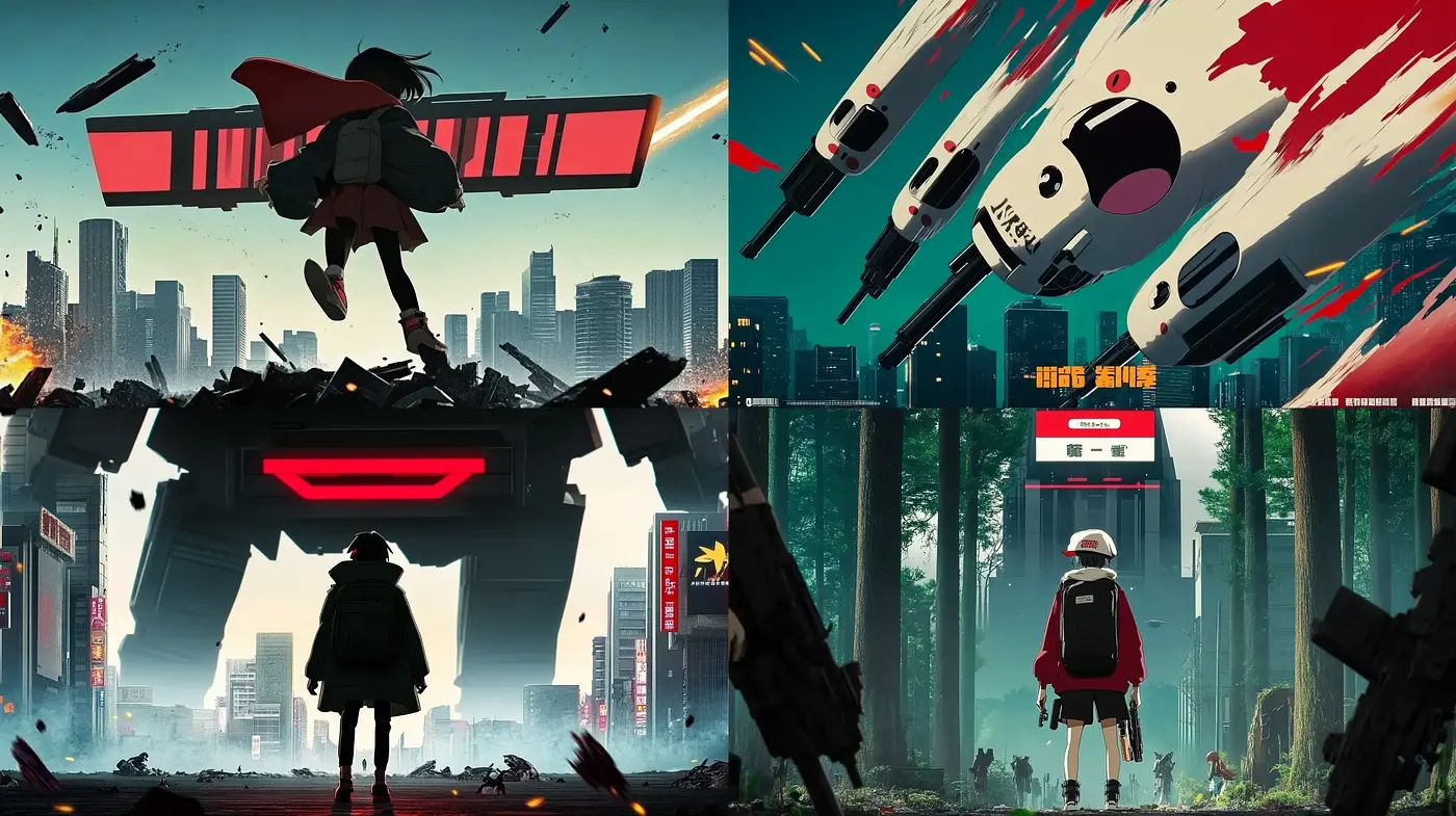 Futuristic Dystopian Vistas with Anime Essence - Midjourney sref style