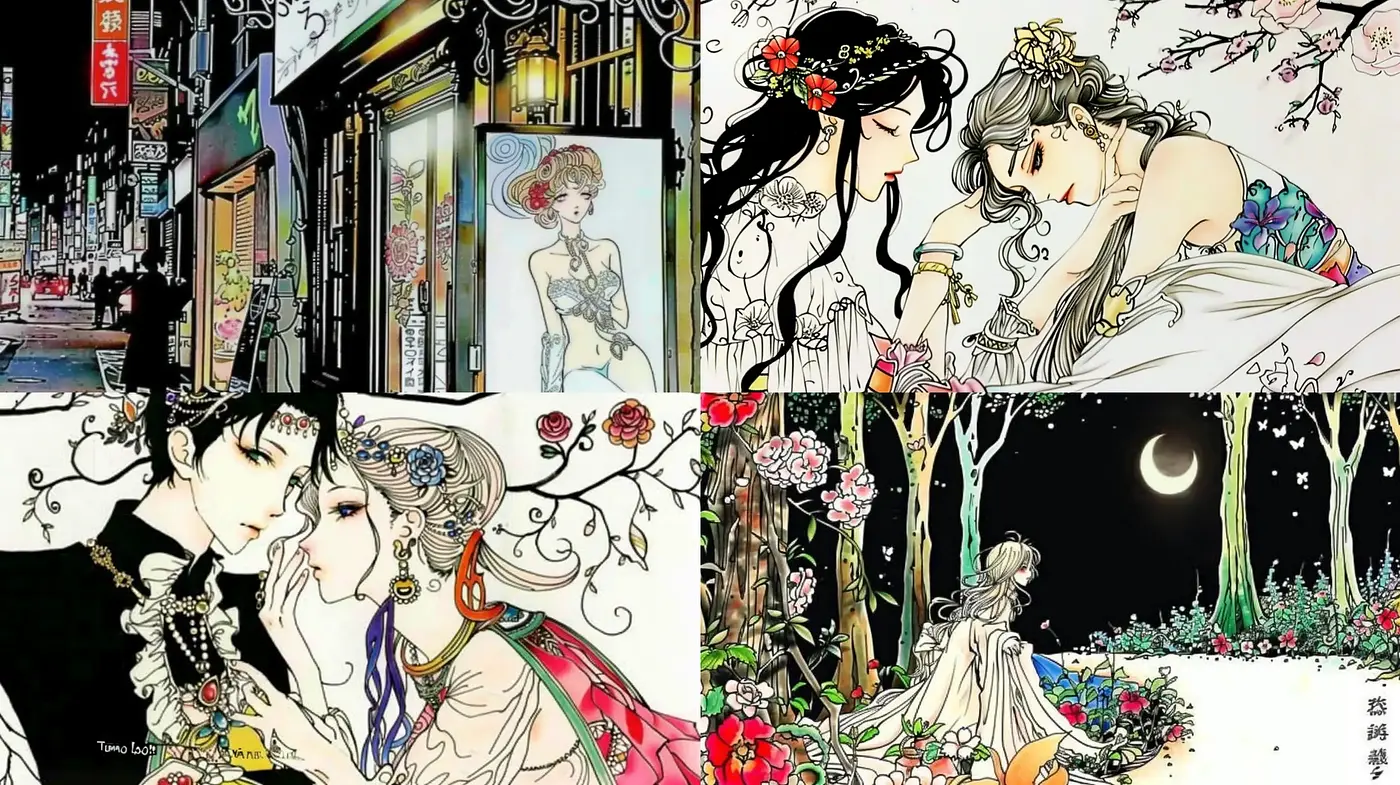 Elegant Fusion of Traditional Asian Art with Modern Graphic Novel Sensibilities - Midjourney sref style