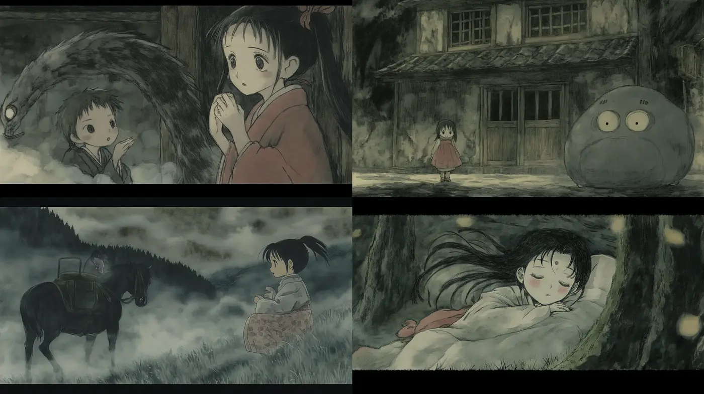 Ethereal Storybook Reverie: A Study in Muted Watercolor Hues and Anime Influence - Midjourney sref style