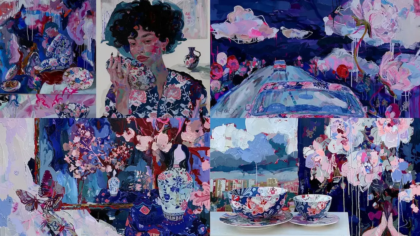 Vibrant Contemporary Abstract Aesthetics with Floral Influences - Midjourney sref style
